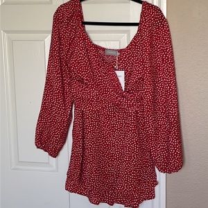 Belongsci XL red and white polka dot romper